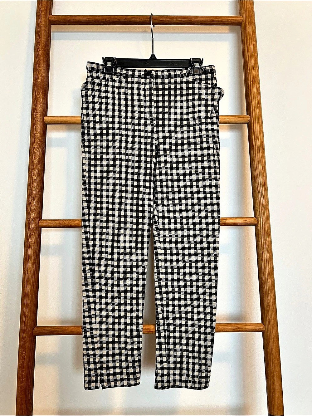 agnès b. Checkered Skinny Pants Black & White Size 2